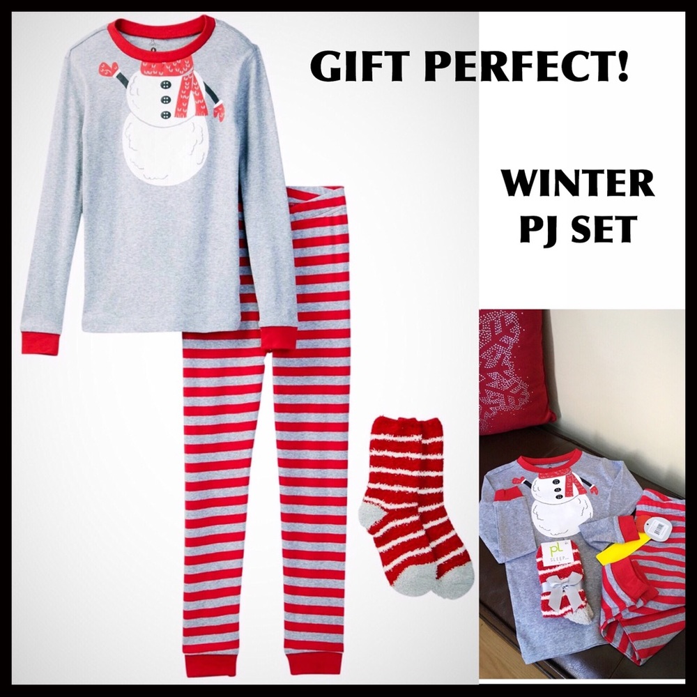 COZY WINTER PAJAMAS PJS KNIT SLIPPER SOCKS COMFY SLEEPWEAR HOLIDAY TOP A2C